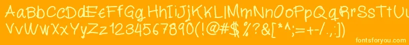 Czcionka Miloscript – żółte czcionki na pomarańczowym tle