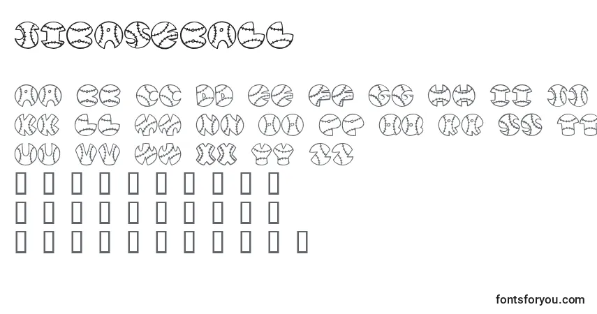 Schriftart JiBaseball – Alphabet, Zahlen, spezielle Symbole