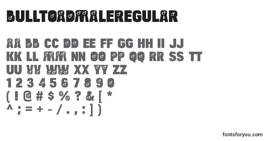 A fonte BulltoadmaleRegular – alfabeto, números, caracteres especiais