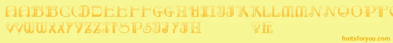フォントRebimbocaGradient – オレンジの文字が黄色の背景にあります。