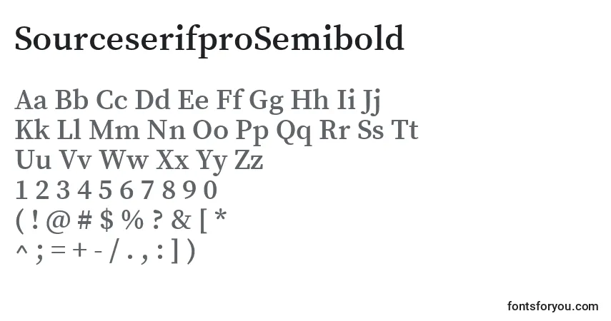 Schriftart SourceserifproSemibold – Alphabet, Zahlen, spezielle Symbole