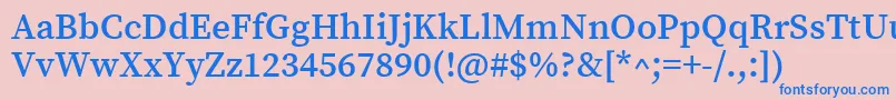 フォントSourceserifproSemibold – ピンクの背景に青い文字