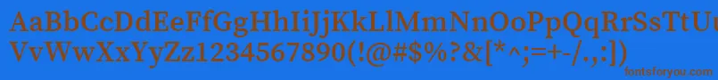 フォントSourceserifproSemibold – 茶色の文字が青い背景にあります。