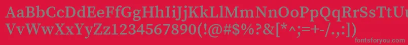 SourceserifproSemibold-fontti – harmaat kirjasimet punaisella taustalla