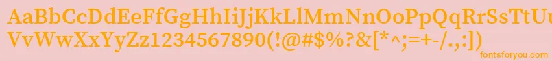 フォントSourceserifproSemibold – オレンジの文字がピンクの背景にあります。