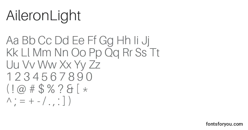 Шрифт AileronLight – алфавит, цифры, специальные символы