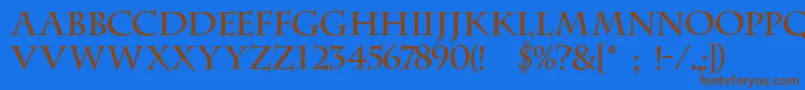 フォントFt23 – 茶色の文字が青い背景にあります。