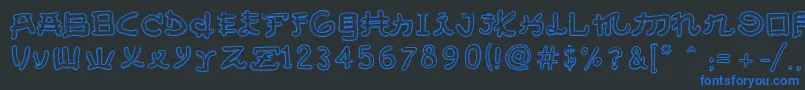 AlmostJapaneseSmooth Font – Blue Fonts on Black Background