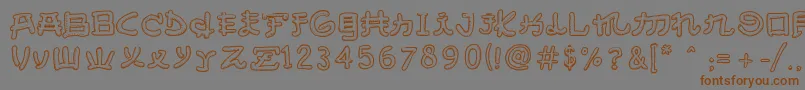 フォントAlmostJapaneseSmooth – 茶色の文字が灰色の背景にあります。