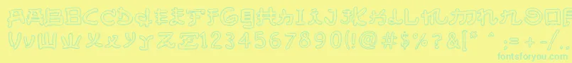 AlmostJapaneseSmooth Font – Green Fonts on Yellow Background