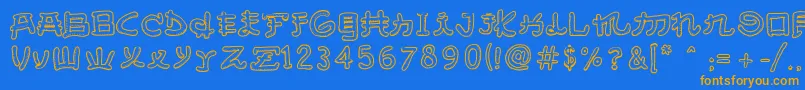 フォントAlmostJapaneseSmooth – オレンジ色の文字が青い背景にあります。