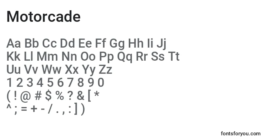 Шрифт Motorcade – алфавит, цифры, специальные символы