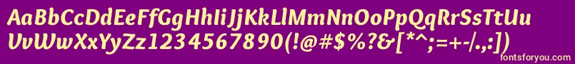 Fonte OverlockBlackitalic – fontes amarelas em um fundo roxo