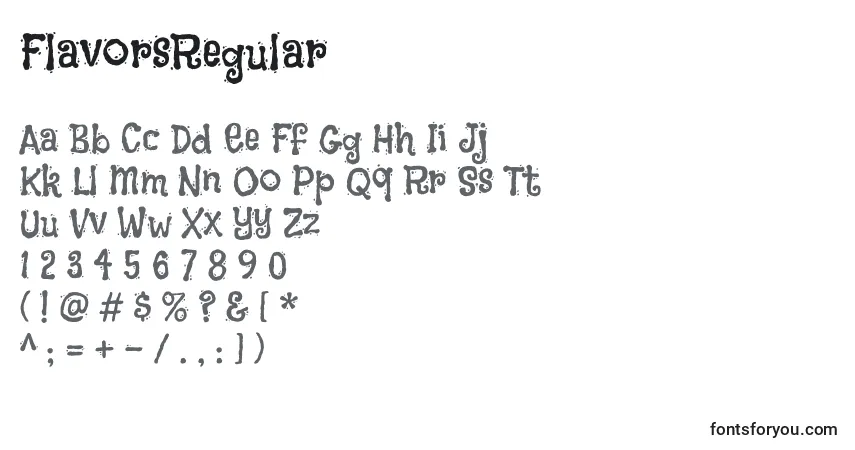 Czcionka FlavorsRegular – alfabet, cyfry, specjalne znaki