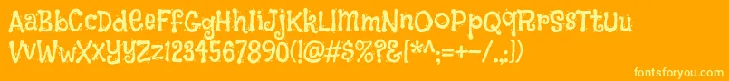 FlavorsRegular-Schriftart – Gelbe Schriften auf orangefarbenem Hintergrund