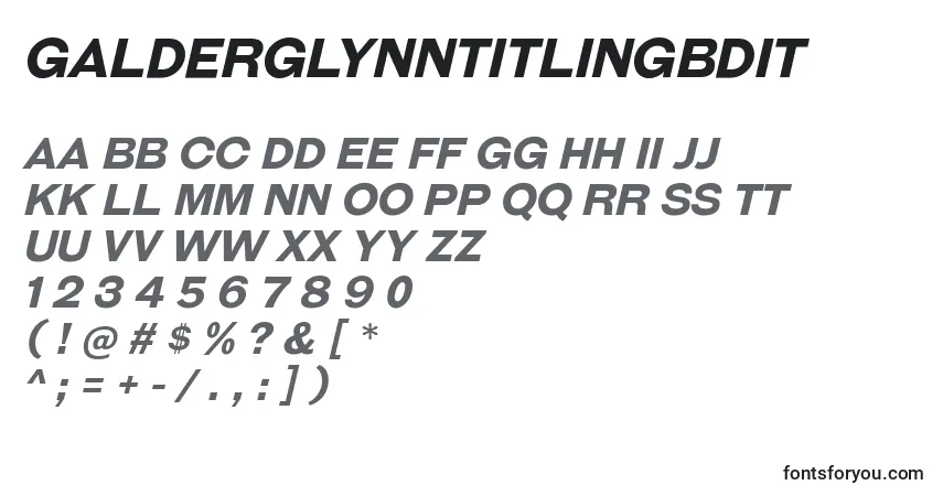 Шрифт GalderglynnTitlingBdIt – алфавит, цифры, специальные символы