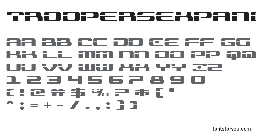 Шрифт Troopersexpand – алфавит, цифры, специальные символы