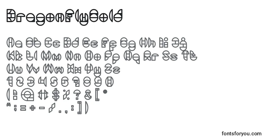 Czcionka DragonFlyBold – alfabet, cyfry, specjalne znaki