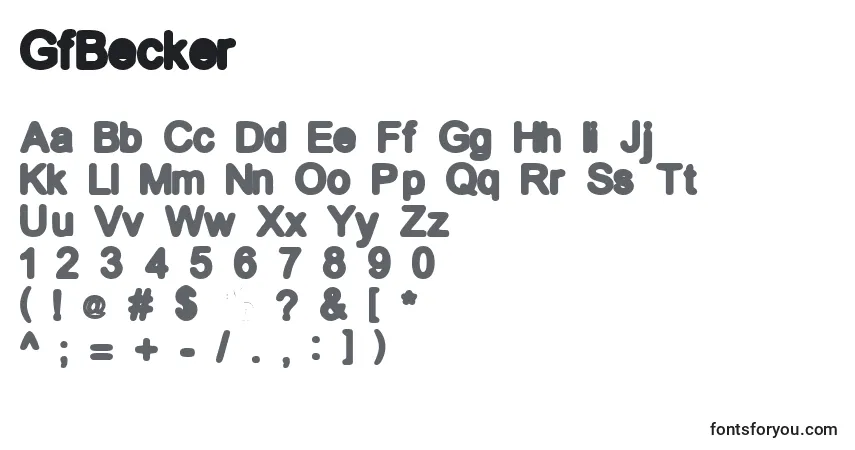 GfBecker-fontti – aakkoset, numerot, erikoismerkit