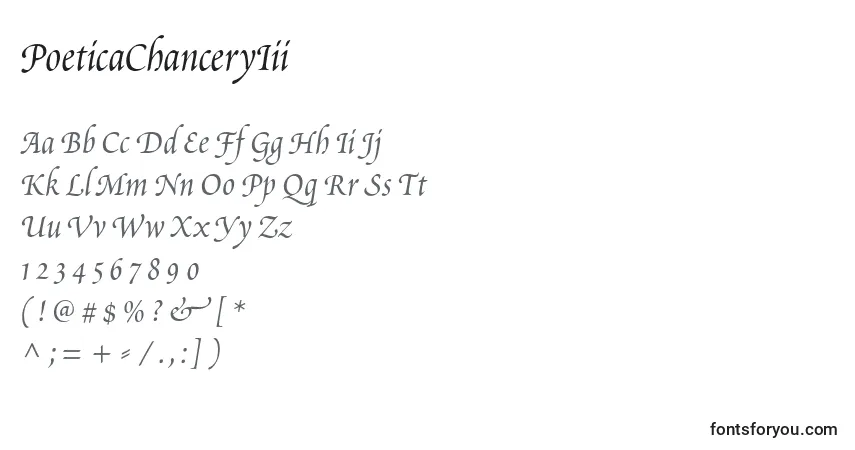 A fonte PoeticaChanceryIii – alfabeto, números, caracteres especiais
