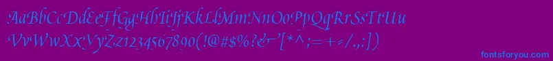 PoeticaChanceryIii Font – Blue Fonts on Purple Background