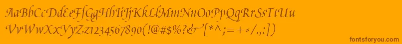 PoeticaChanceryIii Font – Brown Fonts on Orange Background