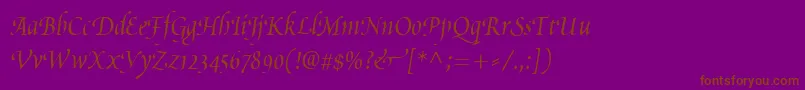 PoeticaChanceryIii Font – Brown Fonts on Purple Background