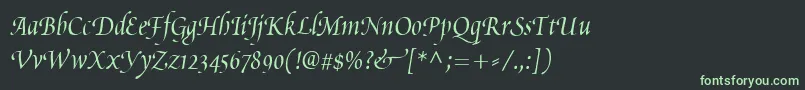PoeticaChanceryIii Font – Green Fonts on Black Background