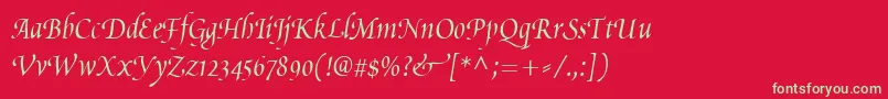 フォントPoeticaChanceryIii – 赤い背景に緑の文字