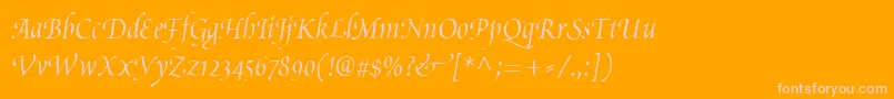 PoeticaChanceryIii Font – Pink Fonts on Orange Background
