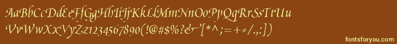 PoeticaChanceryIii Font – Yellow Fonts on Brown Background