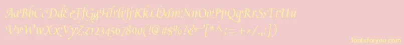 PoeticaChanceryIii Font – Yellow Fonts on Pink Background
