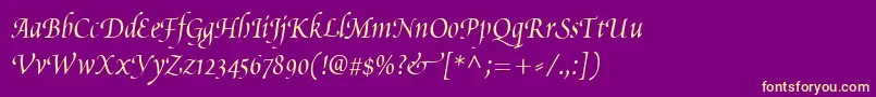 fuente PoeticaChanceryIii – Fuentes Amarillas Sobre Fondo Morado