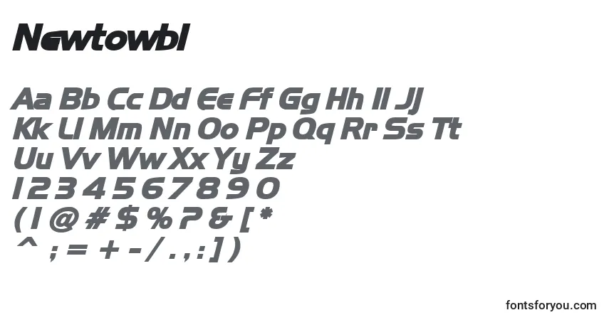 Czcionka Newtowbi – alfabet, cyfry, specjalne znaki