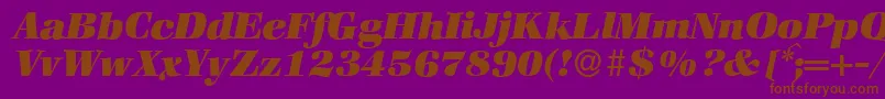 ZabriskiebookHeavyItalic-Schriftart – Braune Schriften auf violettem Hintergrund