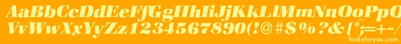 ZabriskiebookHeavyItalic-Schriftart – Gelbe Schriften auf orangefarbenem Hintergrund