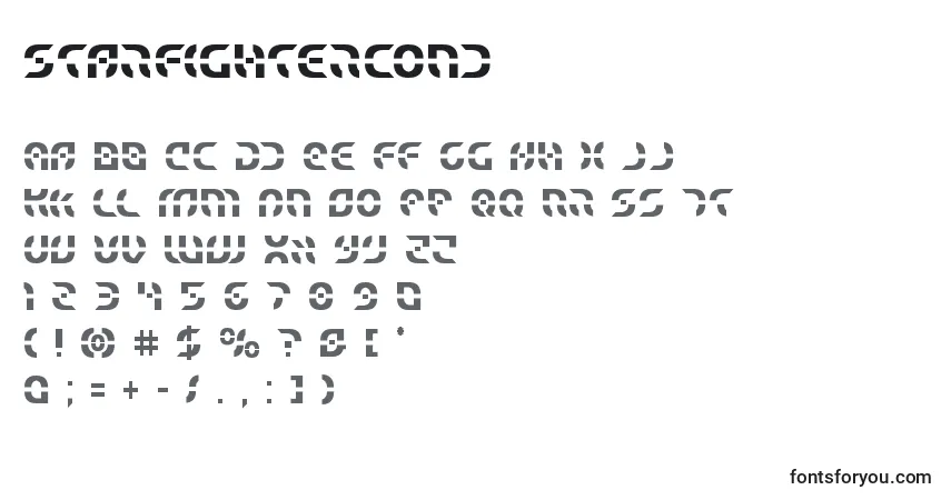 A fonte Starfightercond – alfabeto, números, caracteres especiais