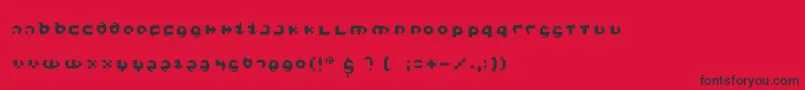 フォントKleinsthreefs – 赤い背景に黒い文字