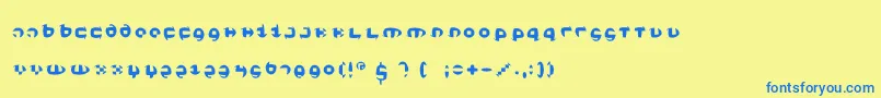 Więcej informacji o czcionce Kleinsthreefs Czcionka Kleinsthreefs – niebieskie czcionki na żółtym tle