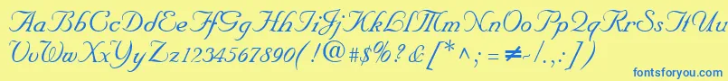 NeptunescriptRegularDb-Schriftart – Blaue Schriften auf gelbem Hintergrund