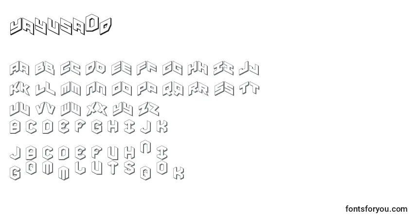 Schriftart Yayusa3D – Alphabet, Zahlen, spezielle Symbole
