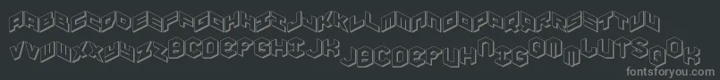 Yayusa3D-fontti – harmaat kirjasimet mustalla taustalla