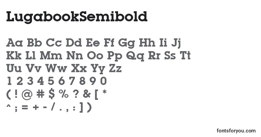 Schriftart LugabookSemibold – Alphabet, Zahlen, spezielle Symbole