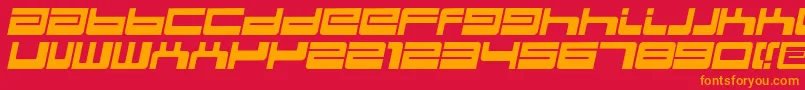 フォントBdejectItalic – 赤い背景にオレンジの文字