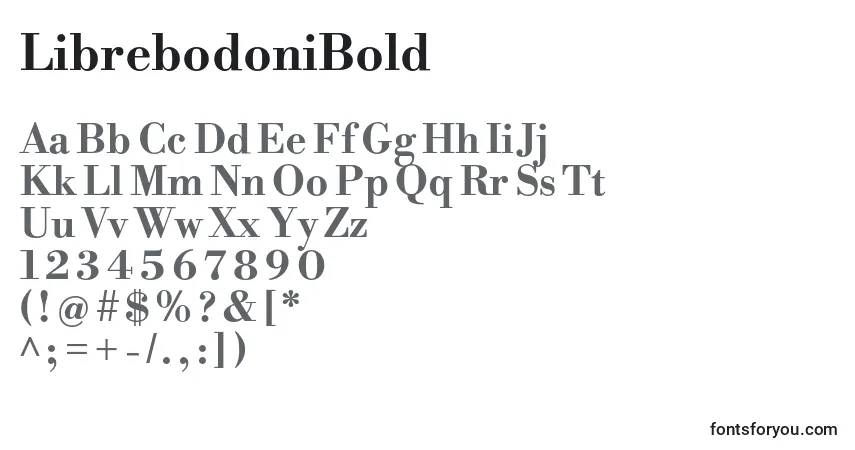 Шрифт LibrebodoniBold (52924) – алфавит, цифры, специальные символы