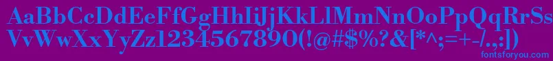 フォントLibrebodoniBold – 紫色の背景に青い文字