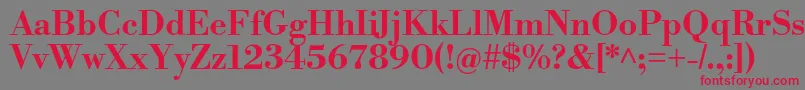LibrebodoniBold-Schriftart – Rote Schriften auf grauem Hintergrund