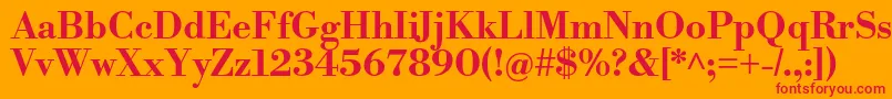 LibrebodoniBold-Schriftart – Rote Schriften auf orangefarbenem Hintergrund