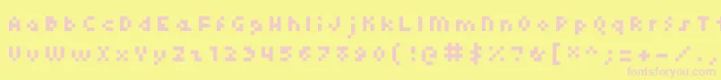 Kroeger0456-fontti – vaaleanpunaiset fontit keltaisella taustalla
