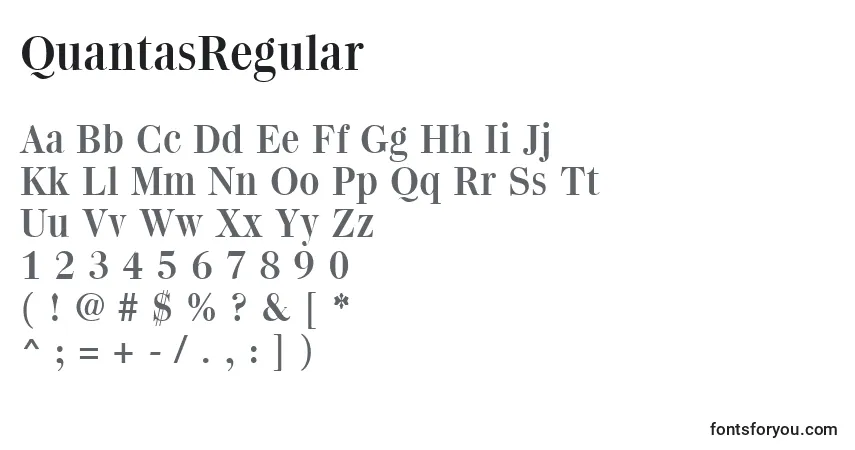 Czcionka QuantasRegular – alfabet, cyfry, specjalne znaki